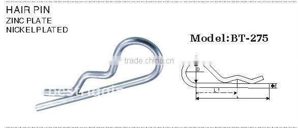 Professional Manufacturer Industry Nickel plated 8mm clevis bolt pin R type clip Hardware