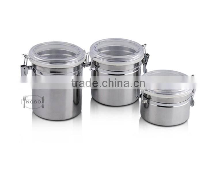 3PCS stainless steel canister set screw lid canisters