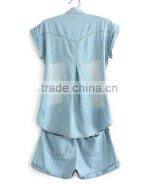 fake two pc one-piece women clothing oem customized jeans wholesale china