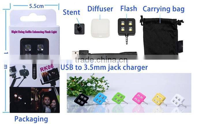 Portable Mini 4 LED External Flash Fill Light Selfie Lamp For iPhone 6