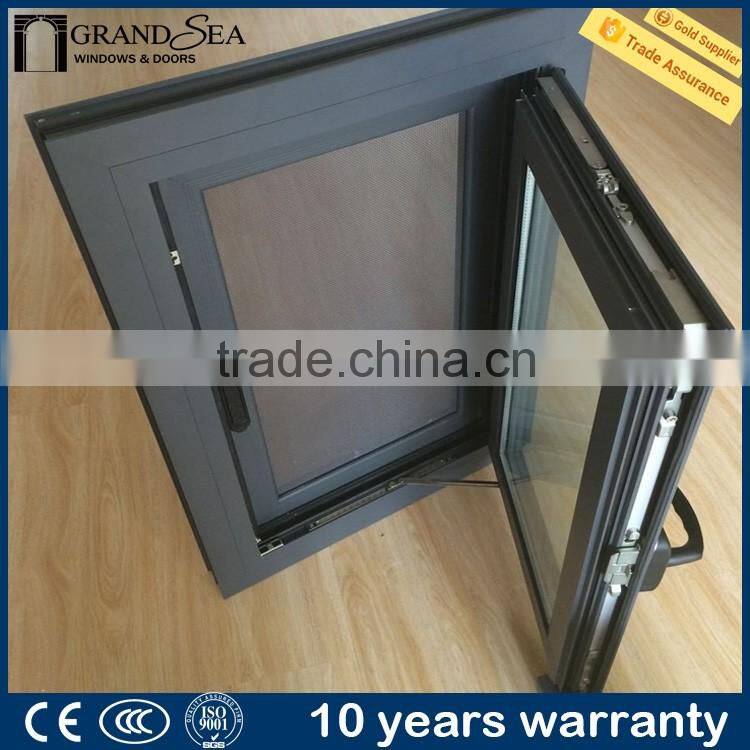Latest design aluminum casement window with flynet