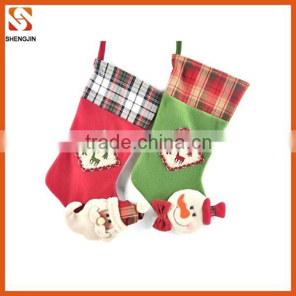 Traditional snowman and Santa stocking