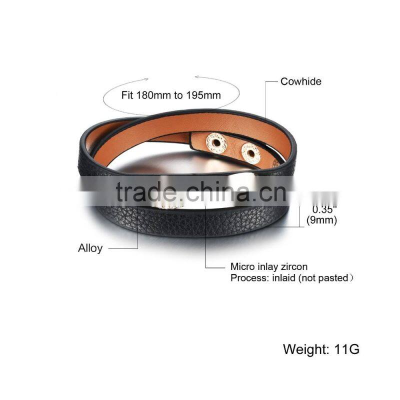 promotional items for 2016 double layers brown genuine leather bow and arrow bracelet with infinity