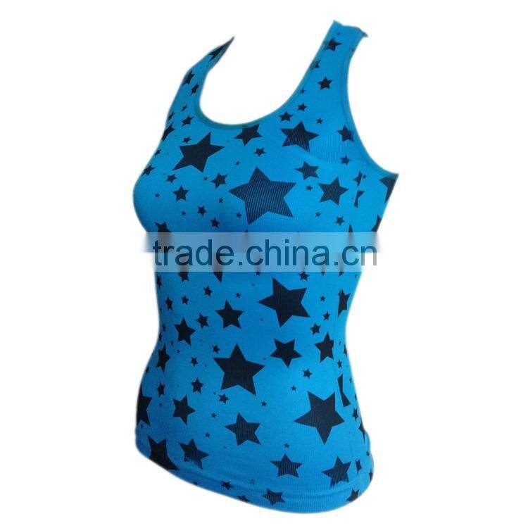 OEM Service Star Print Top Sports Women Tank Top Running Vest