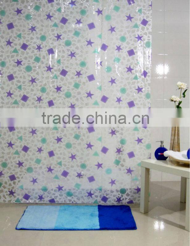 Wholesale PVC Shower Curtain with Eyelets and Hooks