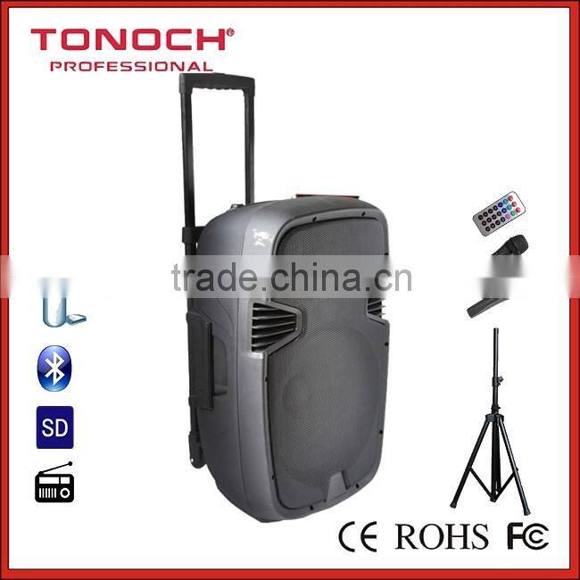 8",10",12" 15" bettery speaker with MP3/USB/SD/BLUETOOTH/REMOTE CONTROL/TROLLEY/WHEELS