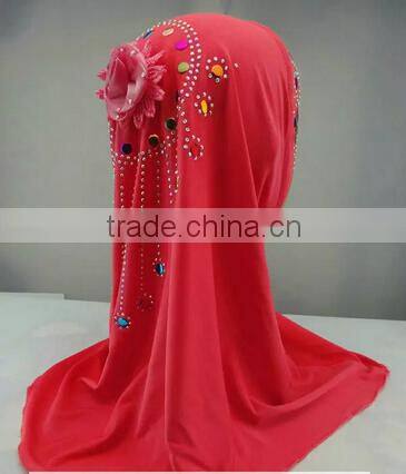 H177 small girl hijab with flower on back,new style scarf hijab