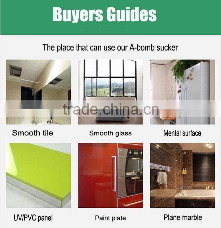 2016 A-bomb No drilling No tool No screw No rust 304 stainless steel TPU vacuum suction metal wall hook