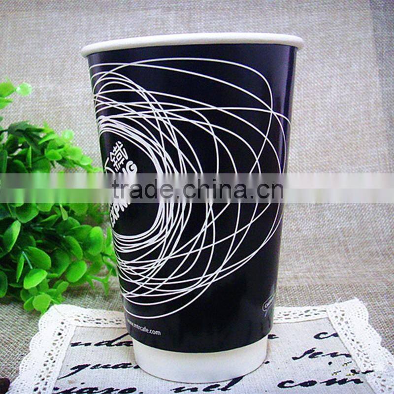 eco-friendly take away 16oz custom coffee double layer paper cups