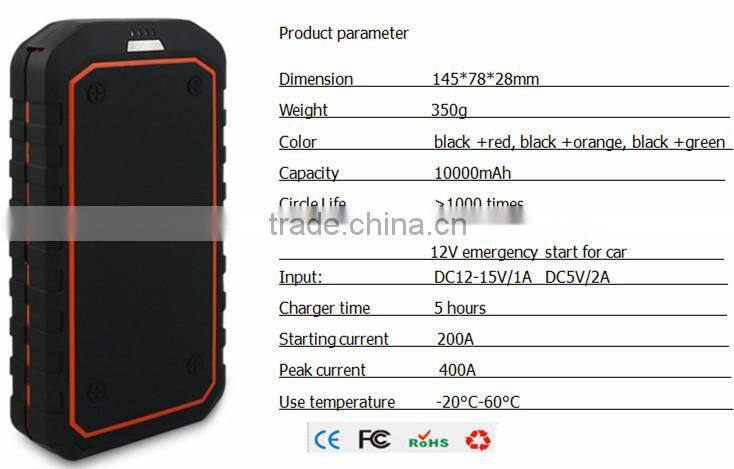 Lithium Battery jump starter China emergency charger factory
