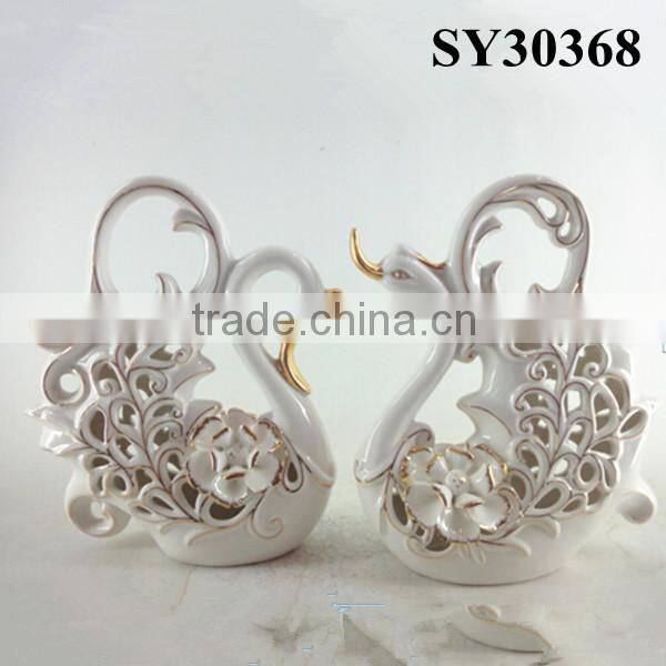 Home decoration white ceramic fish