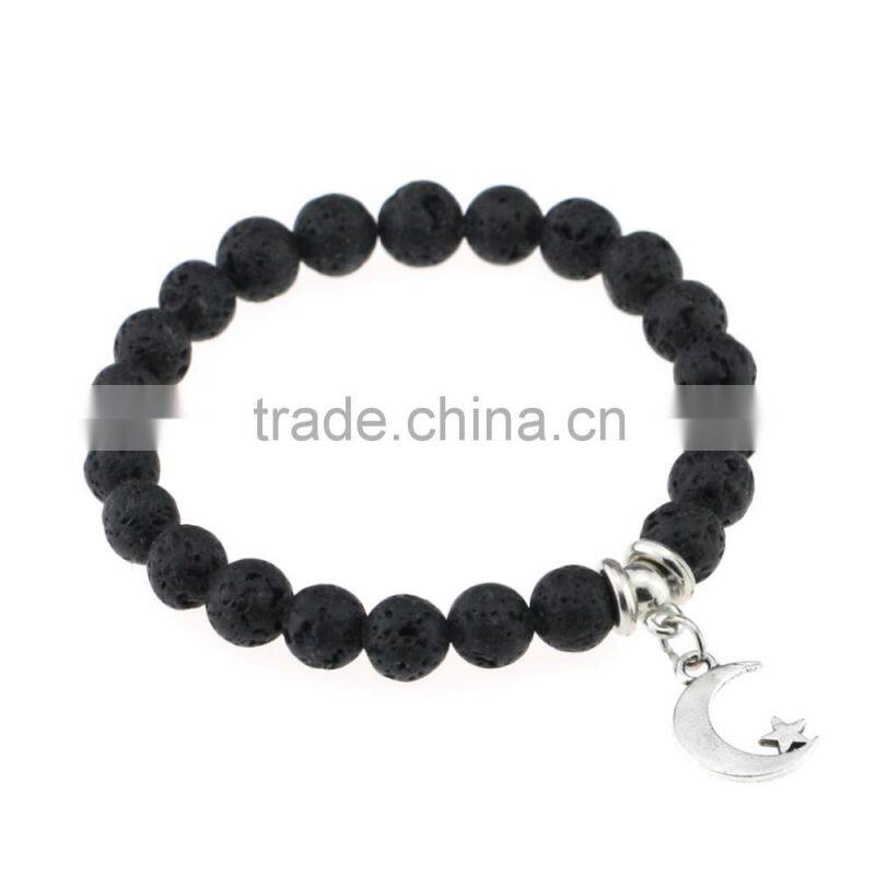 Handmade Fashion Unisex Popular Nature Volcanic Cute Pendant Elasticity Bracelet