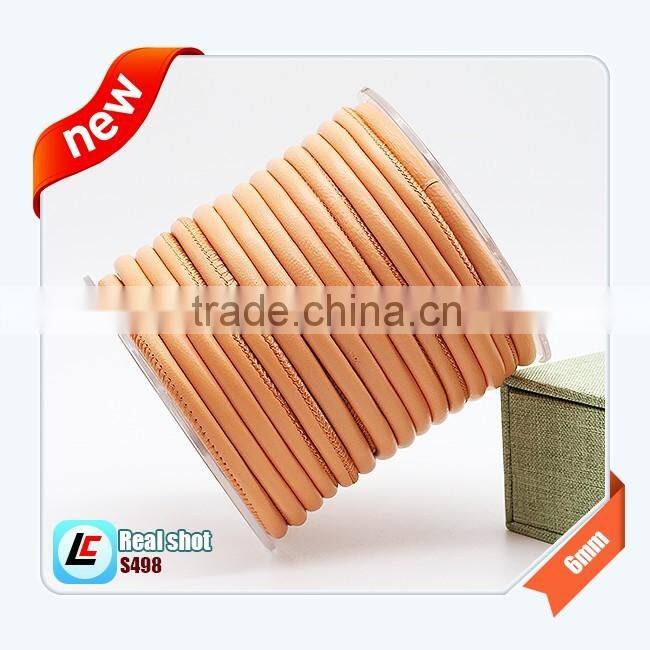 6mm Nappa sheepskin leather cord with external stitching for charming bracelets