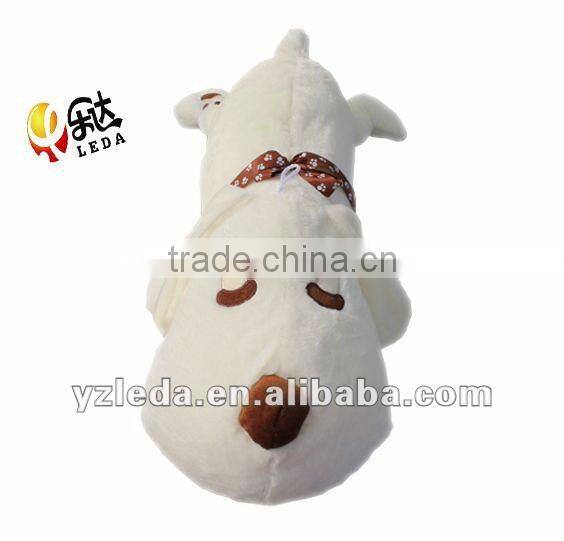 Soft White Plush Lying Dog with Scarf
