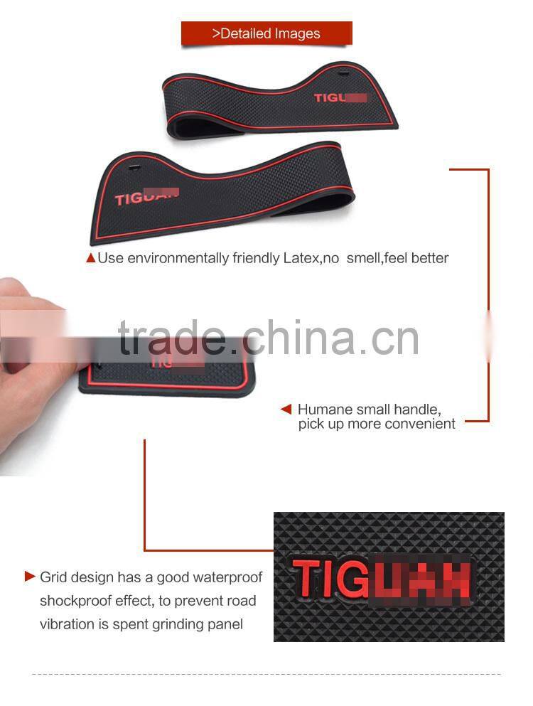 China 3 kind color car cup holder mat for Volkswagen Tiguan(keyless start system) 2010-2015 13pcs/set
