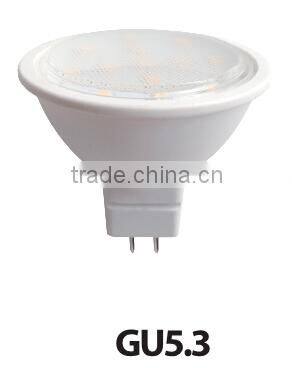 LED spotlight 5W GU5.3 2835SMD plastic meterial with high heart dissipation