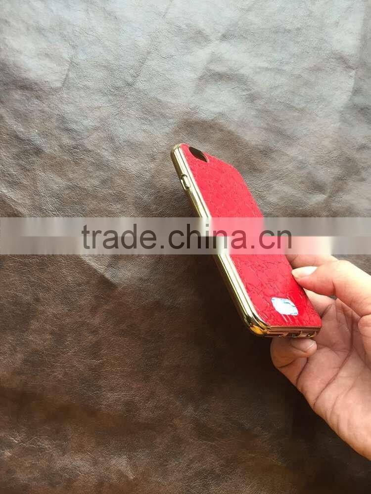 Electroplate TPU+Leather back for iphone 6 6s case with custom logo and high quality