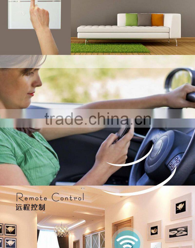 Hot Sales Wallpad White Glass LED 110~250V Wireless 3 Gang Wifi Electrical Power Remote Control Speed Rotary Fan Wall Switch