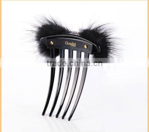 Fashion fur rhinestone Insert Comb