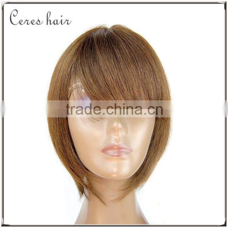 Wholesale silky straight bob cut human hair short bob lace front wig