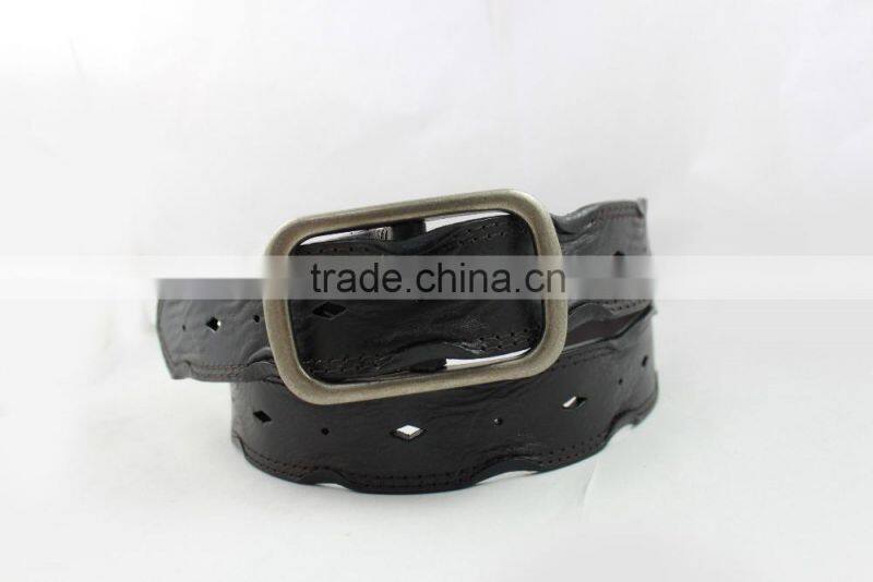 High quality fashion black formal dress genuine leather belt for men