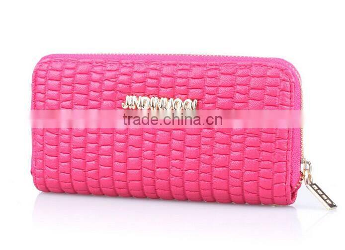 Single zipper red clutch bifold purse wallet