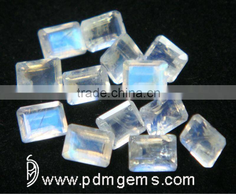 Natural Rainbow Moonstone Octagon Lot Cut For Silver Earring