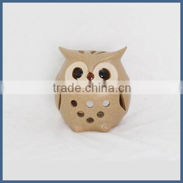 Home & garden decoration beige small ceramic craft owl