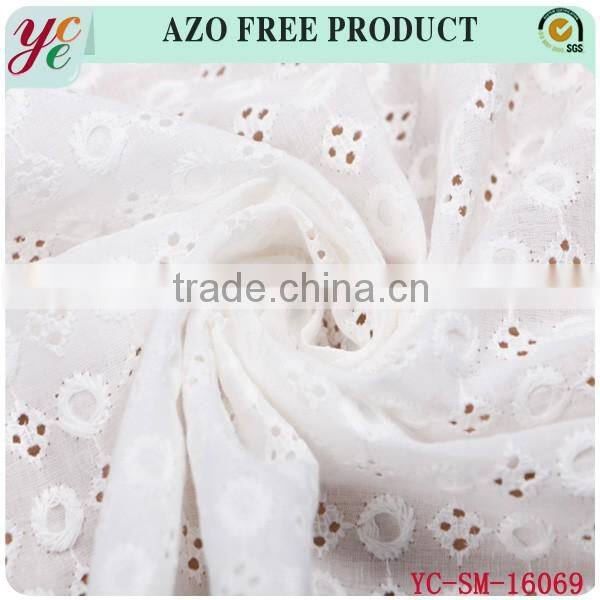 Hot sale simple circular holes 100% cotton woven fabric embroidery for dress