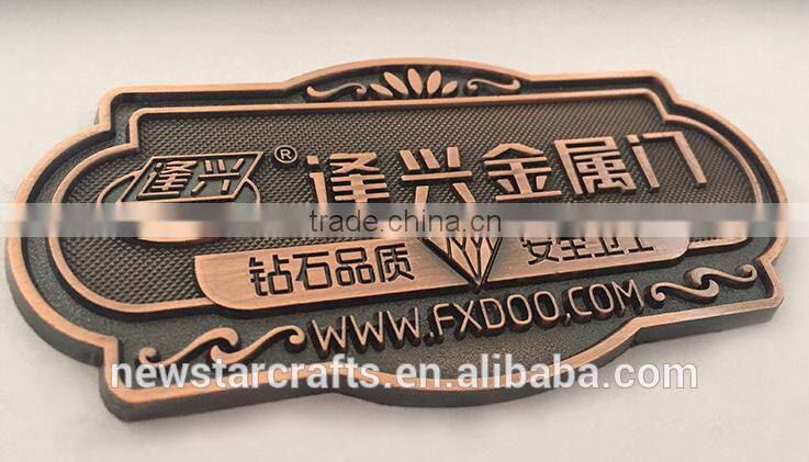 Antique finished brass logo plate, brass name plate with adhesive sticker, custom metal logo for furniture