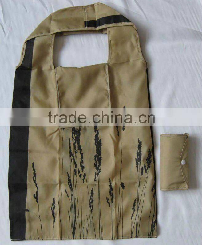 polyester folding foldable tote shopping bag with handle button