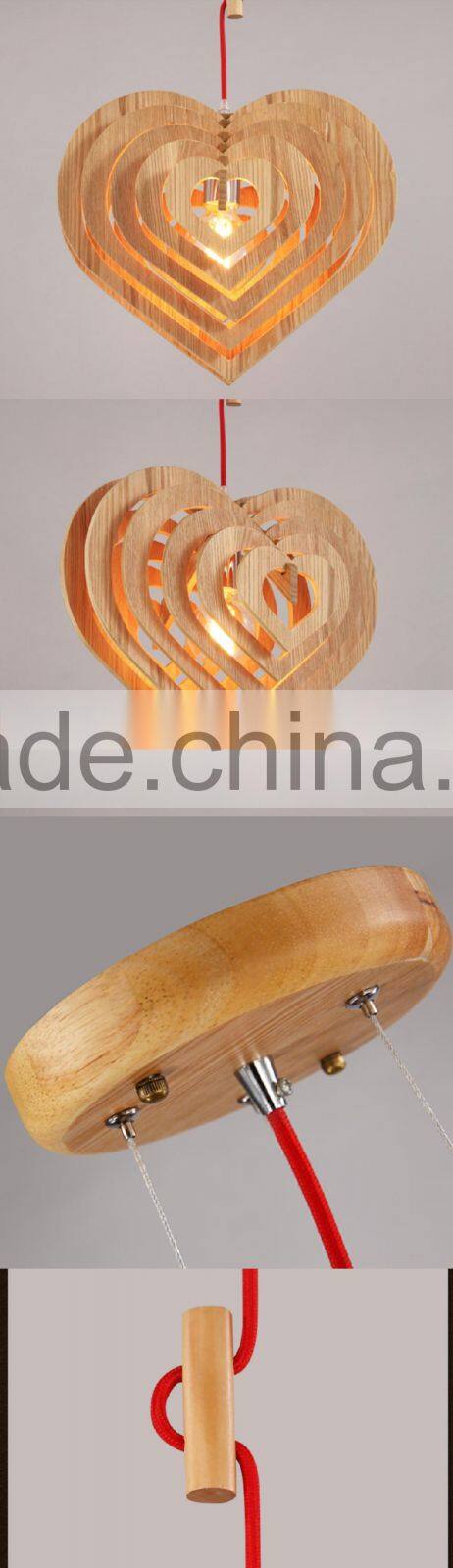 Nordic Creative Brief Wooden Pendant Lamps Heart Shape Living Room Bedroom Lighting Fixtures Holiday Living Christmas Lights