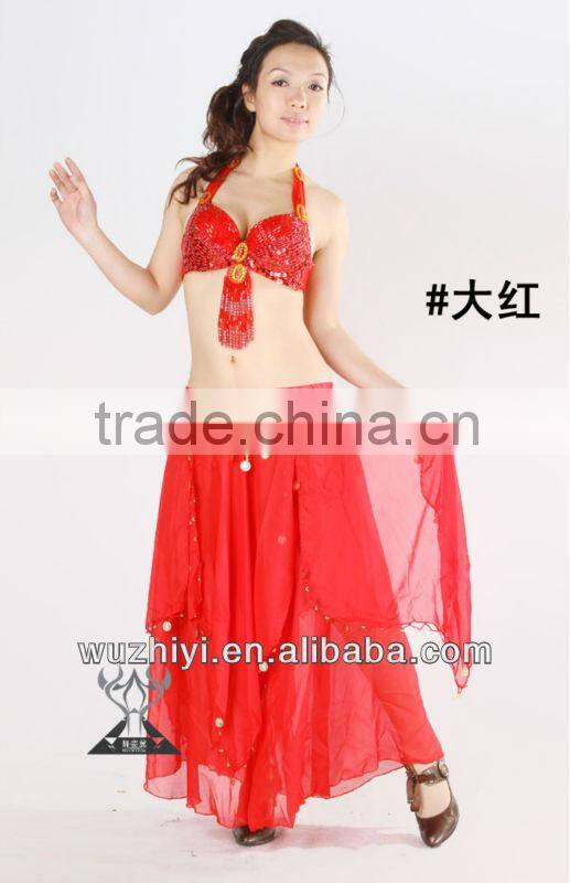 Belly Dance Skirt, Hot Rose Sexy Arab Cheap Chiffon Skirt of Belly Dance Wear,Belly Dancing Performance Skirt QZ007