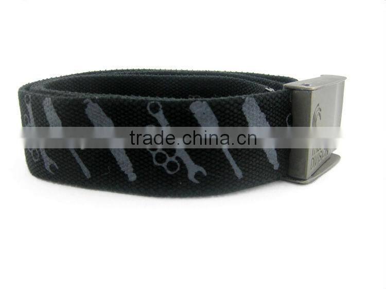 Printed Logo Cotton Fabric Waist Belt with Zinc Alloy Buckle