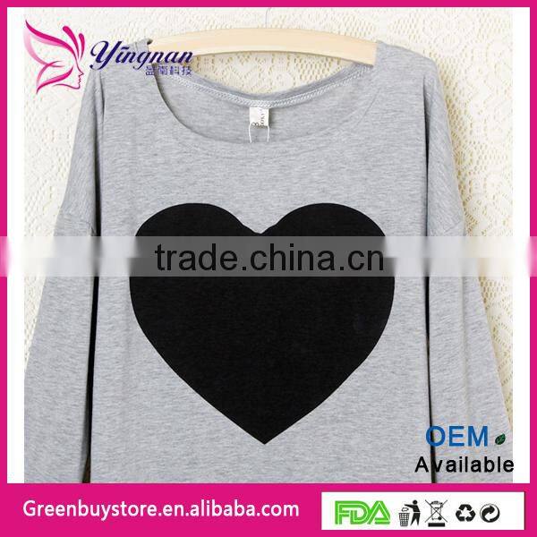 The lowest Price Charming T- shirt for Women Sweet Heart Tops Spring-Autumn Long Sleeve Plus Sizes Sweatshirt