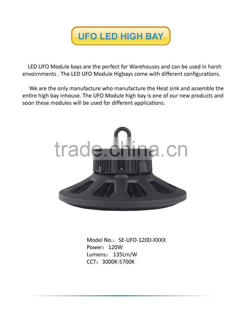 120W LED UFO Highbay with EU Standard Plug and 1.5 Meter Wire