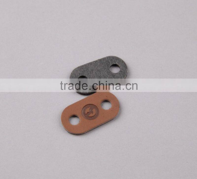 Color PU Leather Label with Custom Logo Backpack Pig Nose Leather Cord End Stoppers