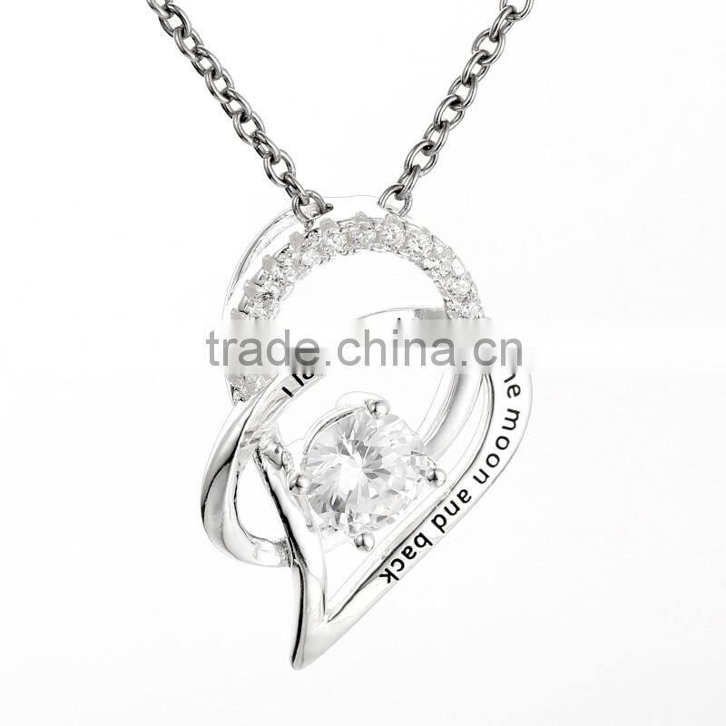 Custom Heart Pendant Silver Engraving Necklace Pendant