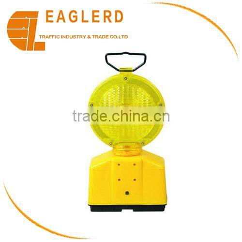 Solar yellow LED warning light for traffic cone