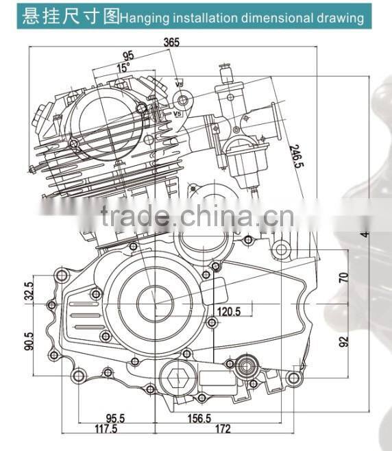 Single cylinder Chinese good air- cooling motorcycle engine for sale