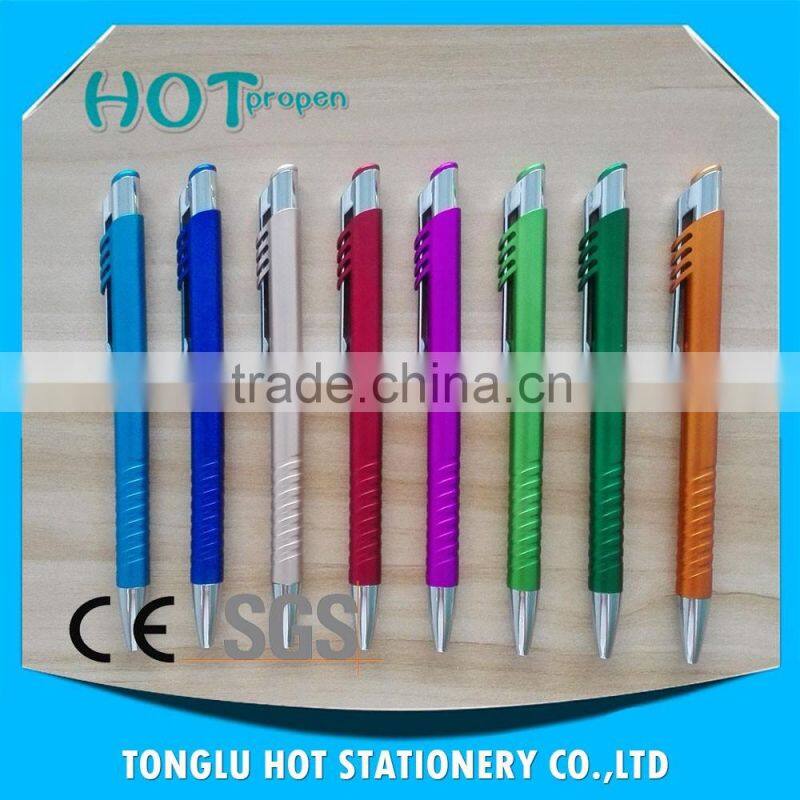 click action ball pen with hollow out spray paint barrel, touch pen