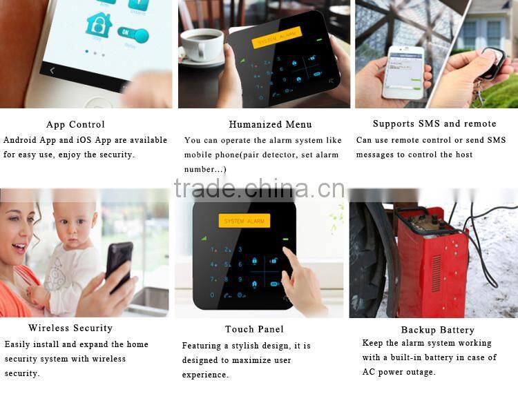 2016 innovative LCD display support OEM service ip camera wireless gsm alarm