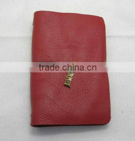 purplish red handmade travel leather refillable soft cover notebook