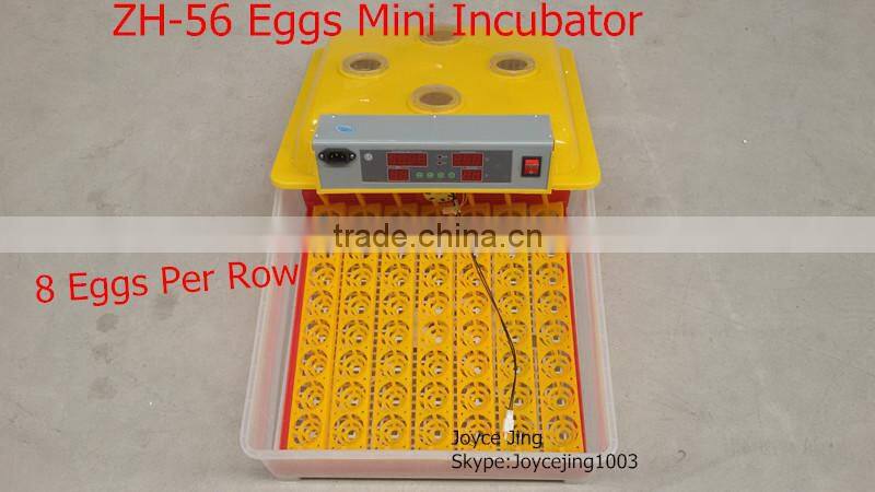 56 eggs Factory sell egg incubator, mini incubator, ZH-56 dual power 12V, 220V(Mob/whatsapp:0086-15266968635)