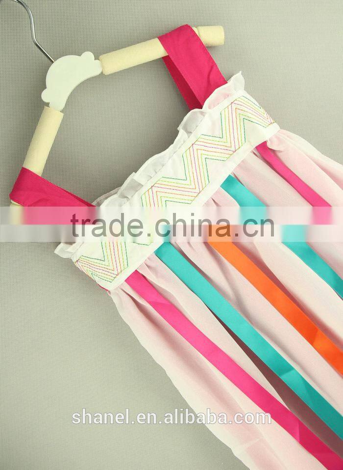 2015 new arrival Occident fashion colorful stripe girls dress cotton princess dress