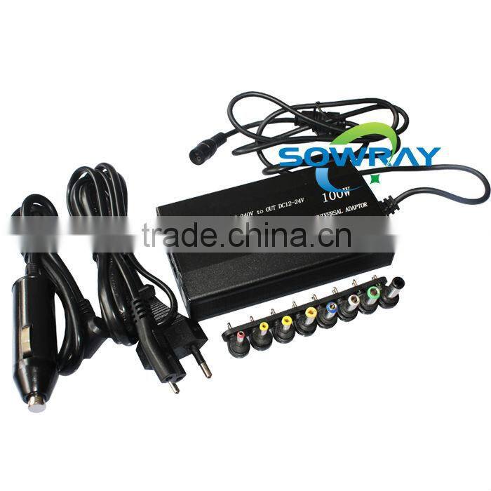 Universal adapter 100W car charger for pc laptop supply eight plug for laptop power factory