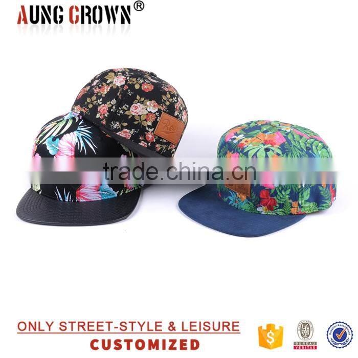 digital floral brim custom print snapback caps