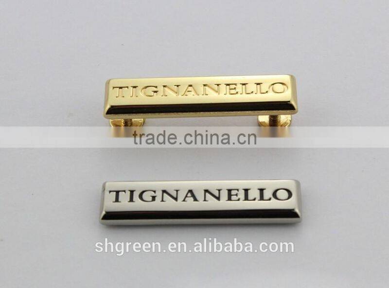 Perfect brand logo metal swing tag with metal chain