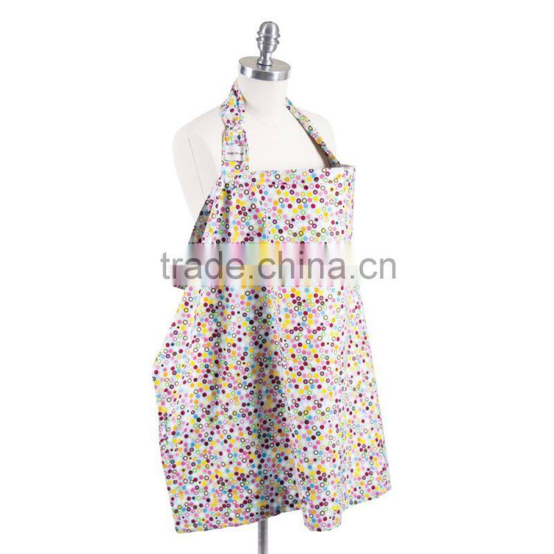 woven mulit color printing with inside pocket buckle adjustable neck strap Breastfeeding apron