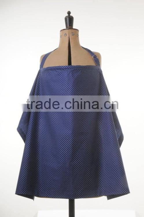 OEM Privacy Nursing Udder Cover For Infant Wrap Large Roomy Breathable 100% Light Cotton dark navy white dot printed apron